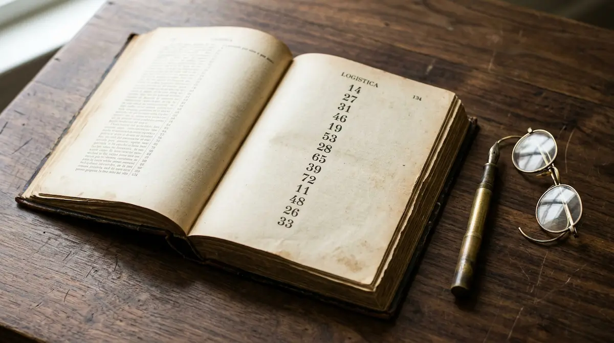 Compound numbers in numerology chart from 10 to 52 in an antique book